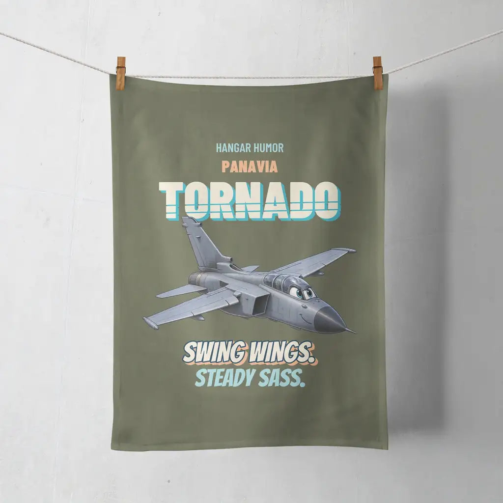 Panavia Tornado GR4 - Swing wings. Steady sass. design on green army towel