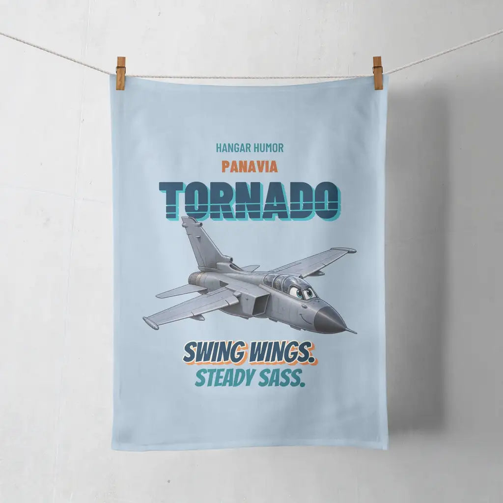 Panavia Tornado GR4 - Swing wings. Steady sass. design on light blue towel