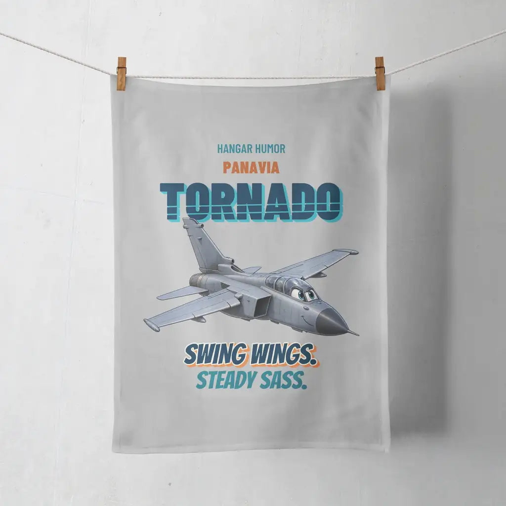 Panavia Tornado GR4 - Swing wings. Steady sass. design on light gray towel