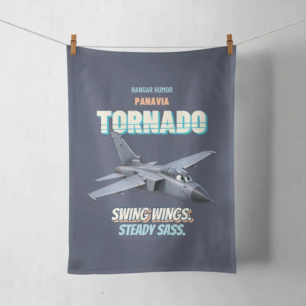 Panavia Tornado GR4 - Swing wings. Steady sass. design on navy blue towel