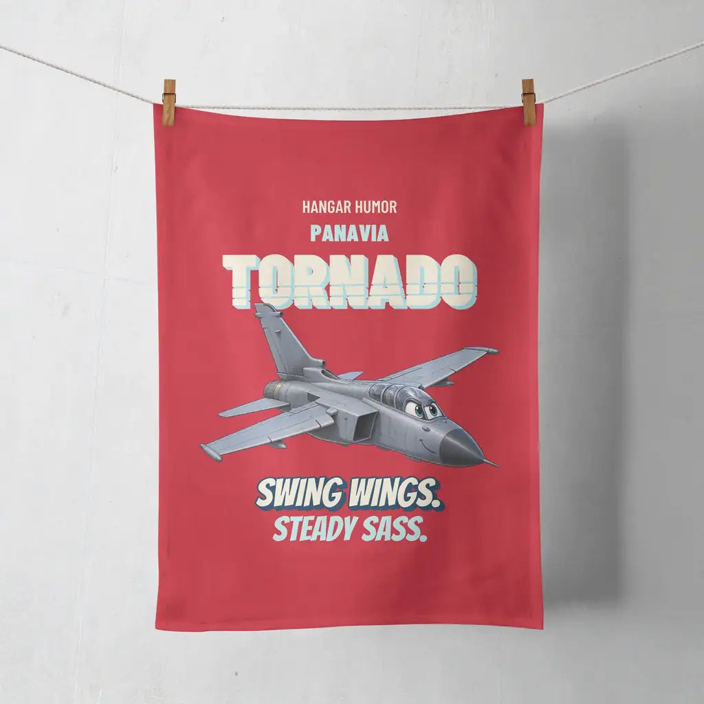 Panavia Tornado GR4 - Swing wings. Steady sass. design on red towel
