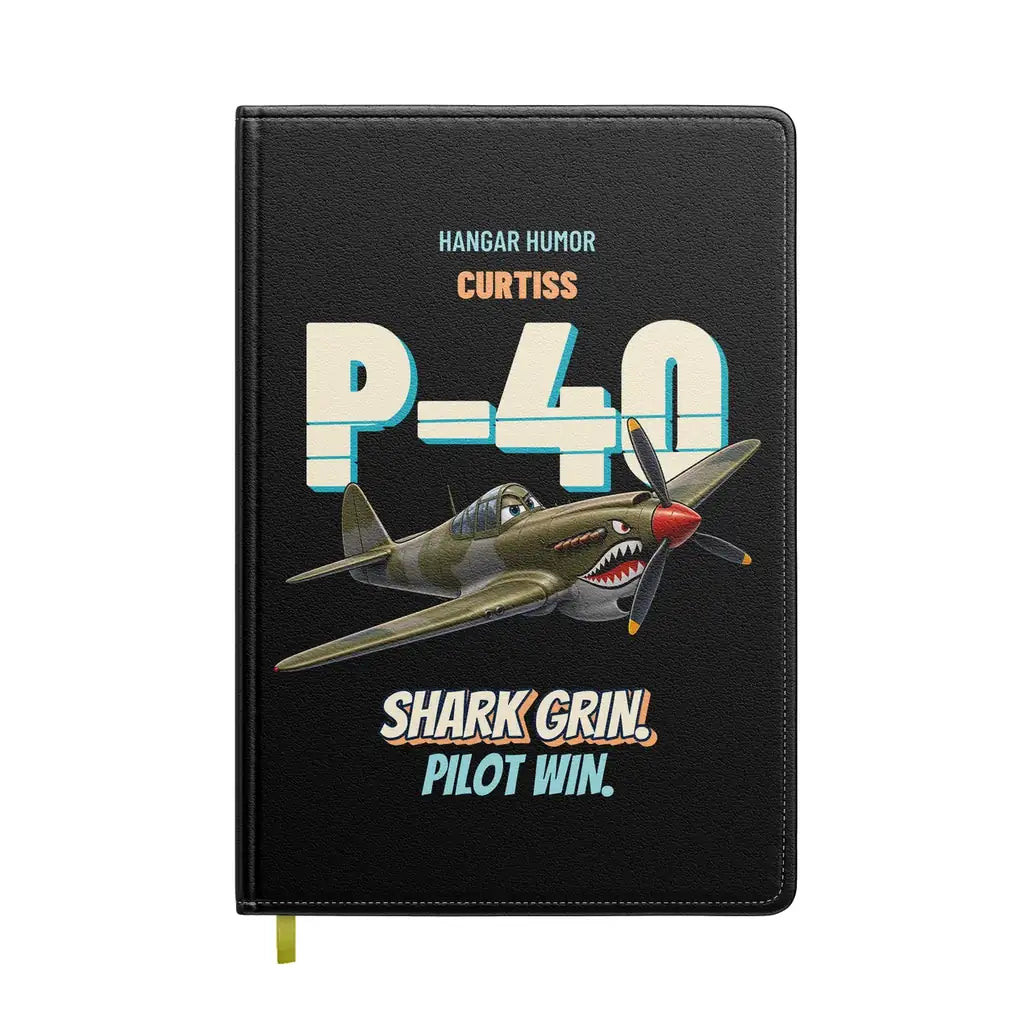 Curtiss P-40E Warhawk - Shark grin. Pilot win. design on black notebook