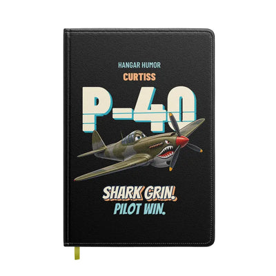 Curtiss P-40E Warhawk - Shark grin. Pilot win. design on black notebook
