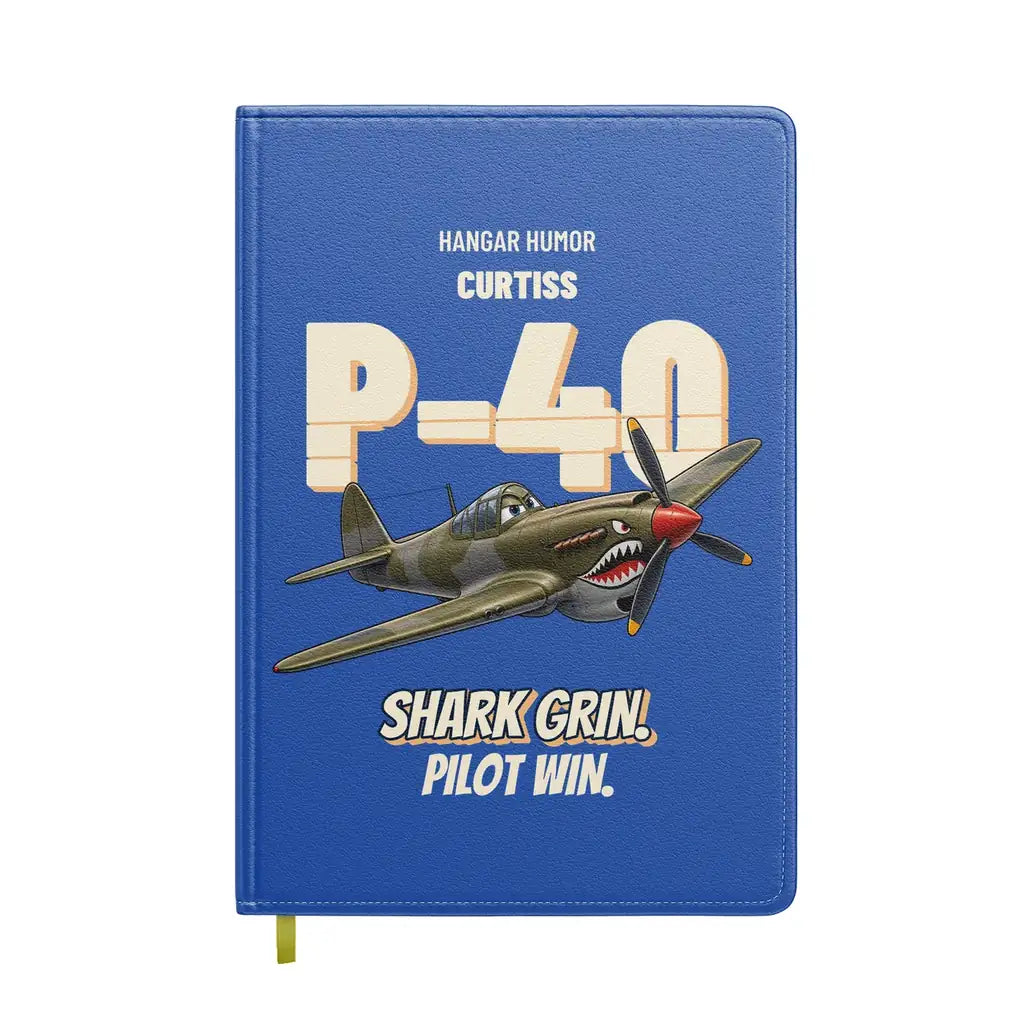 Curtiss P-40E Warhawk - Shark grin. Pilot win. design on blue notebook
