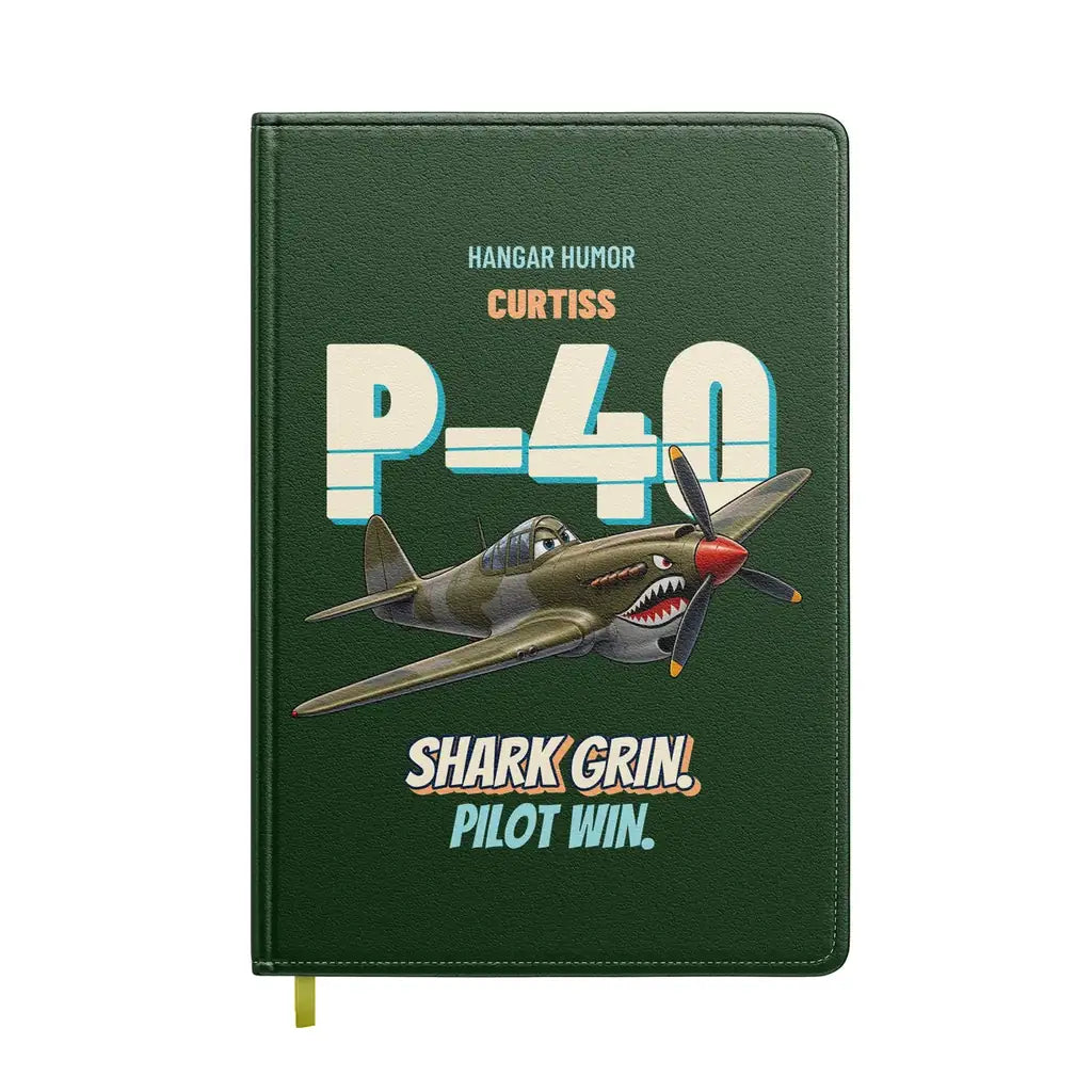 Curtiss P-40E Warhawk - Shark grin. Pilot win. design on dark green notebook
