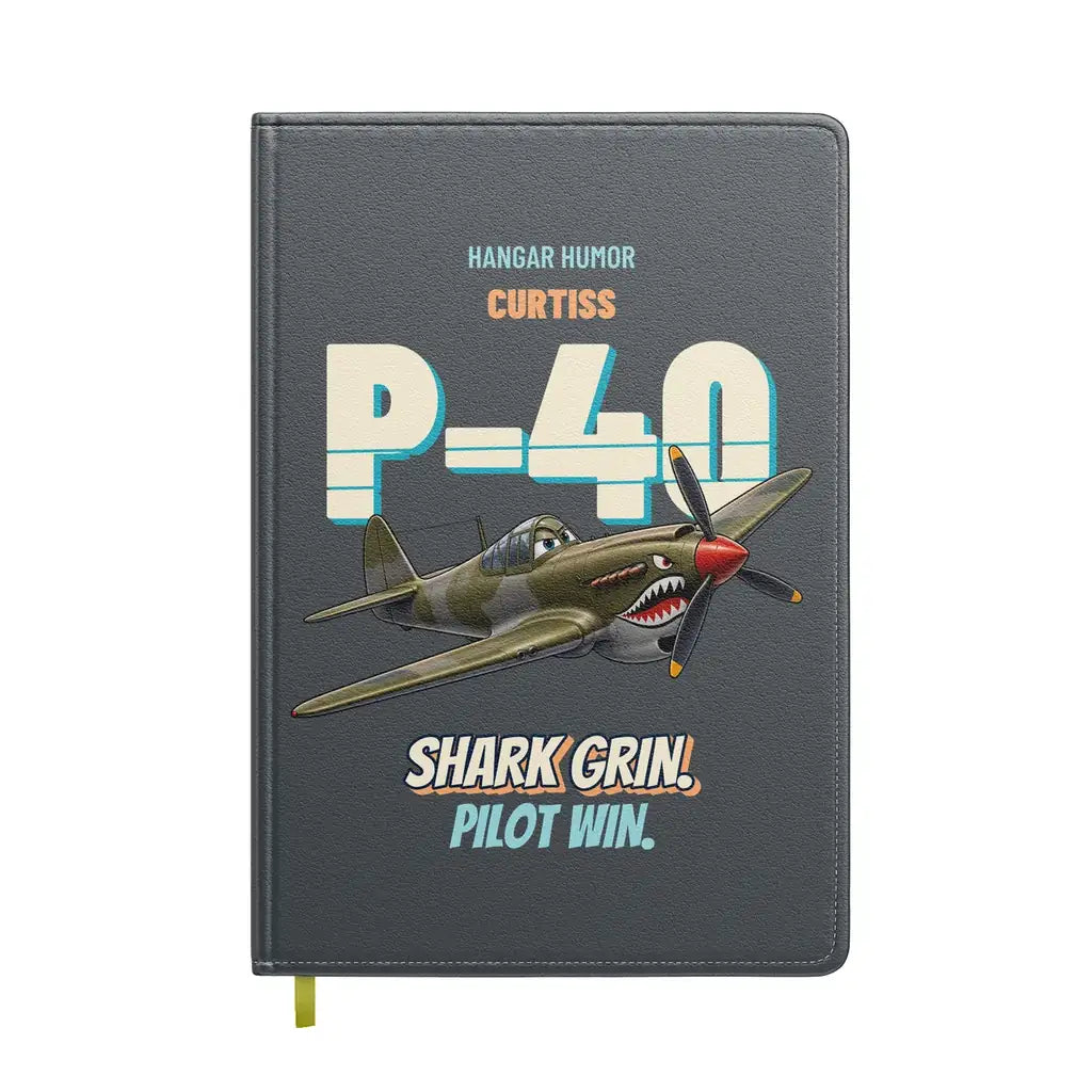 Curtiss P-40E Warhawk - Shark grin. Pilot win. design on gray notebook