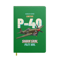 Thumbnail for Curtiss P-40E Warhawk - Shark grin. Pilot win. design on green notebook
