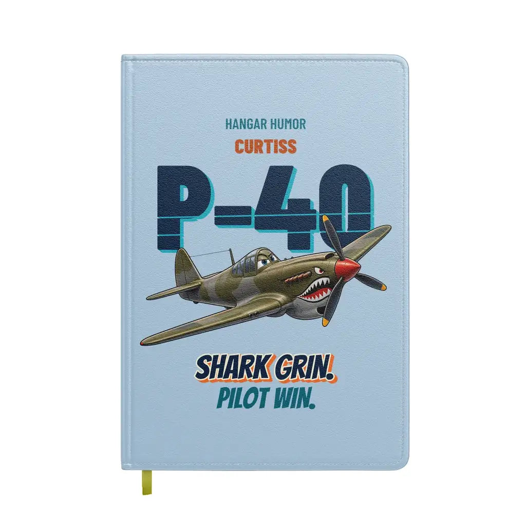 Curtiss P-40E Warhawk - Shark grin. Pilot win. design on light blue notebook