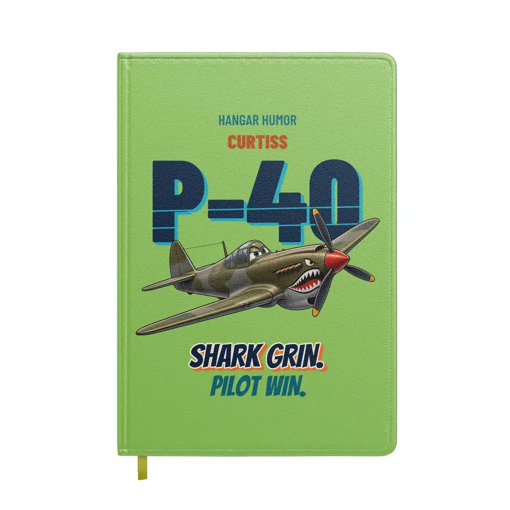 Curtiss P-40E Warhawk - Shark grin. Pilot win. design on light green notebook