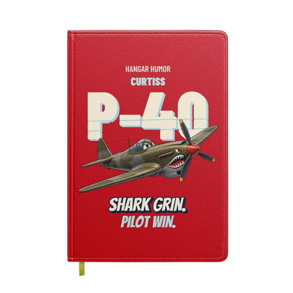 Curtiss P-40E Warhawk - Shark grin. Pilot win. design on red notebook