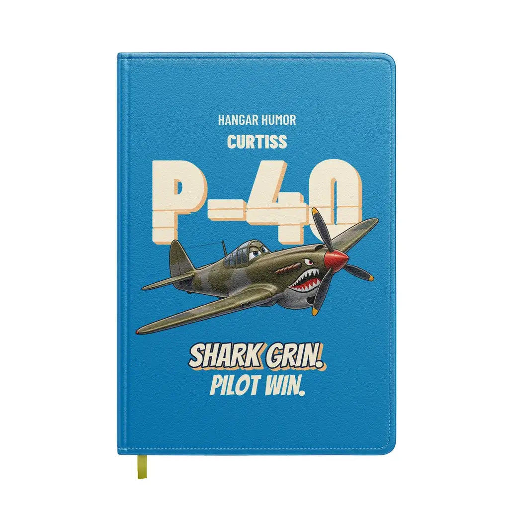 Curtiss P-40E Warhawk - Shark grin. Pilot win. design on turquoise notebook