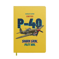 Thumbnail for Curtiss P-40E Warhawk - Shark grin. Pilot win. design on yellow notebook