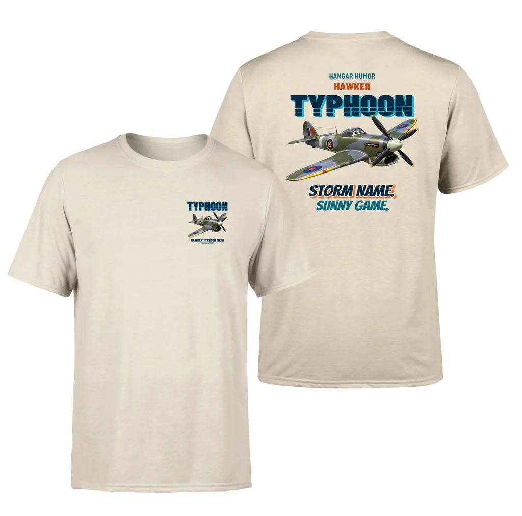 Hawker Typhoon Mk IB - Storm name. Sunny game. - Double-Side T-Shirt design on beige double side t shirt