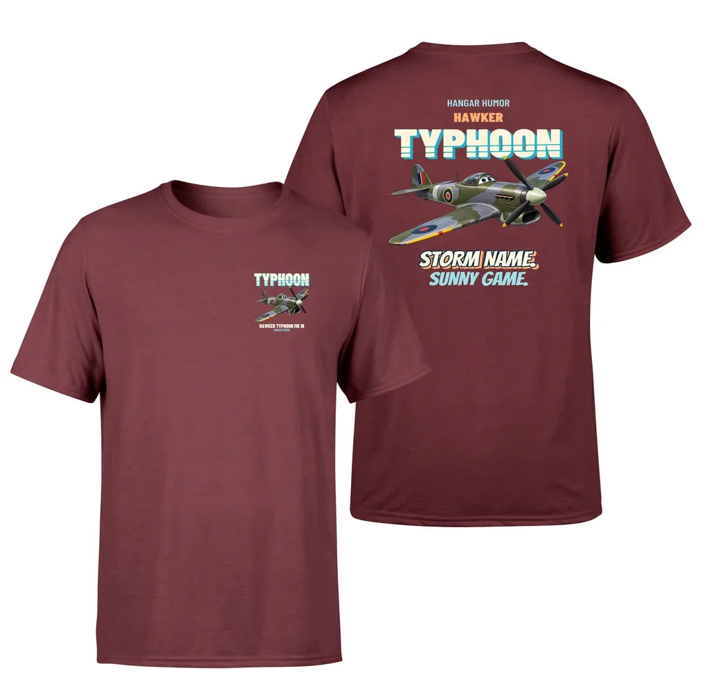 Hawker Typhoon Mk IB - Storm name. Sunny game. - Double-Side T-Shirt design on darkred double side t shirt