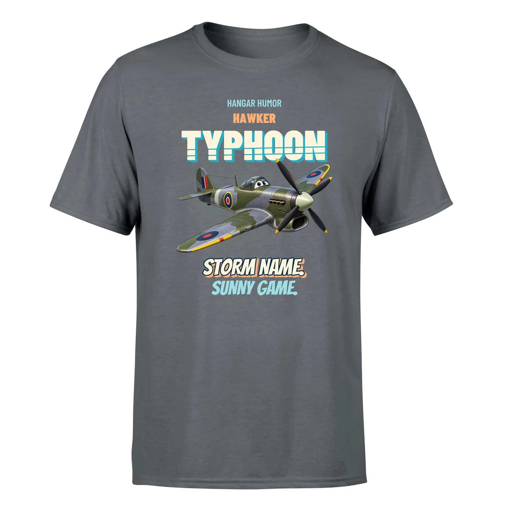 Hawker Typhoon Mk IB - Storm name. Sunny game. - Premium T-Shirt design on gray premium t shirt