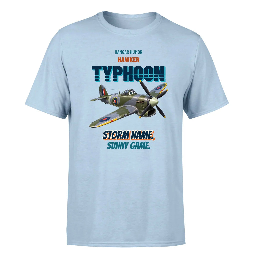 Hawker Typhoon Mk IB - Storm name. Sunny game. - Premium T-Shirt design on lightblue premium t shirt