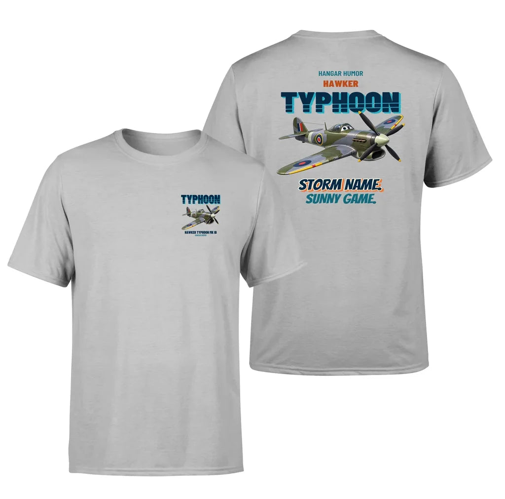 Hawker Typhoon Mk IB - Storm name. Sunny game. - Double-Side T-Shirt design on lightgray double side t shirt