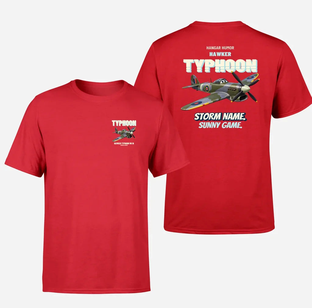 Hawker Typhoon Mk IB - Storm name. Sunny game. - Double-Side T-Shirt design on red double side t shirt