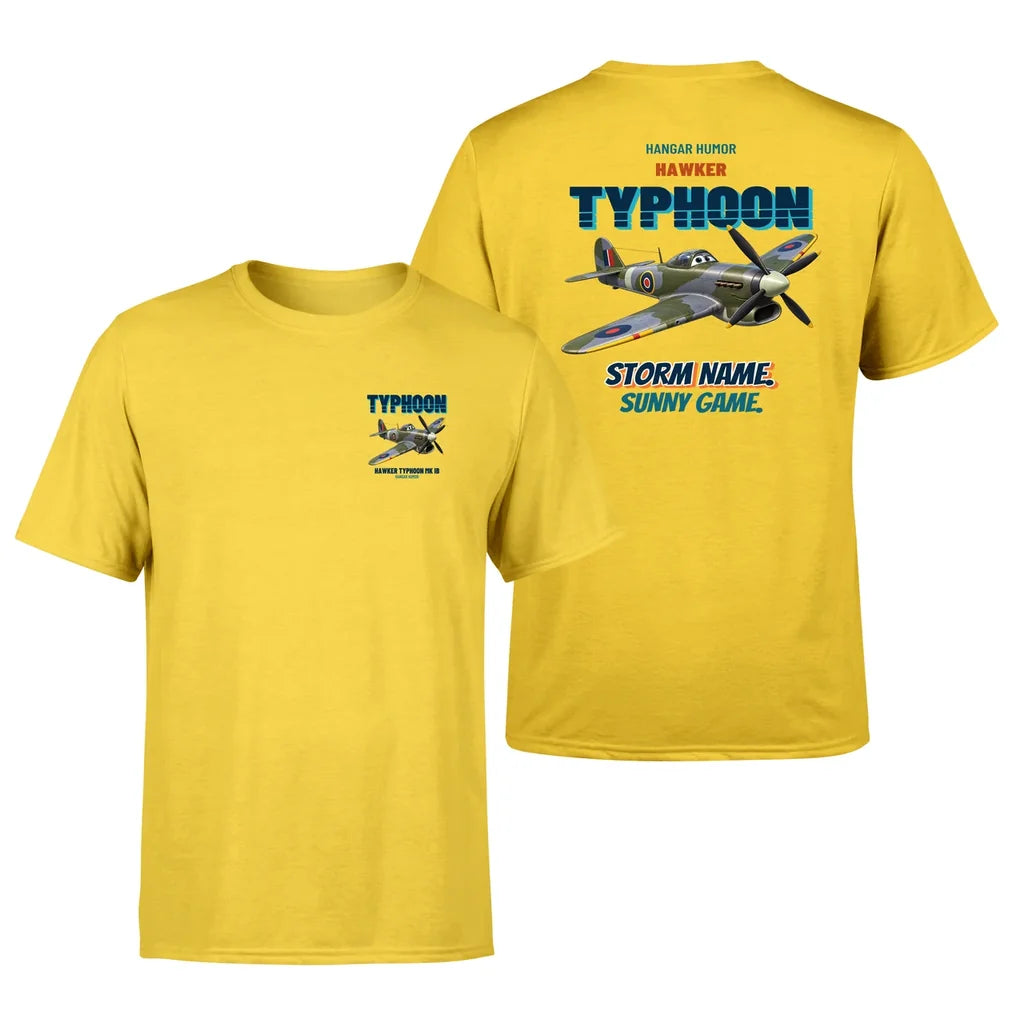 Hawker Typhoon Mk IB - Storm name. Sunny game. - Double-Side T-Shirt design on yellow double side t shirt