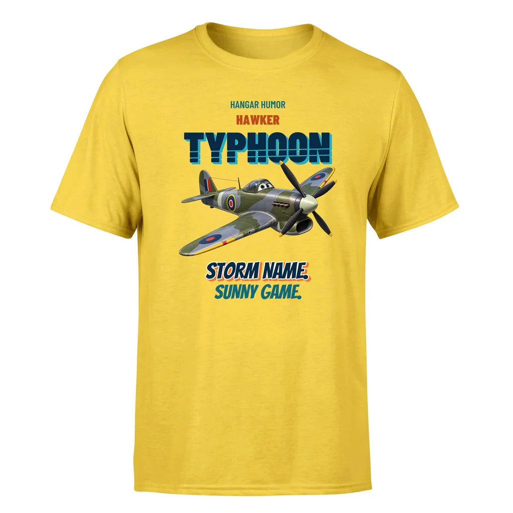 Hawker Typhoon Mk IB - Storm name. Sunny game. - Premium T-Shirt design on yellow premium t shirt