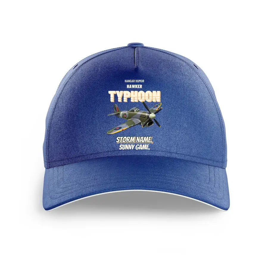 Hawker Typhoon Mk IB - Storm name. Sunny game. design on blue printed hat