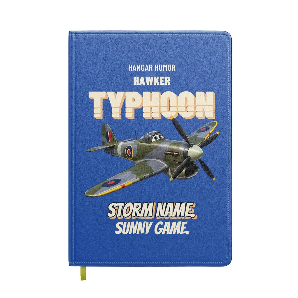Hawker Typhoon Mk IB - Storm name. Sunny game. design on blue notebook