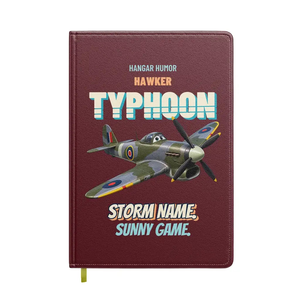 Hawker Typhoon Mk IB - Storm name. Sunny game. design on dark red notebook
