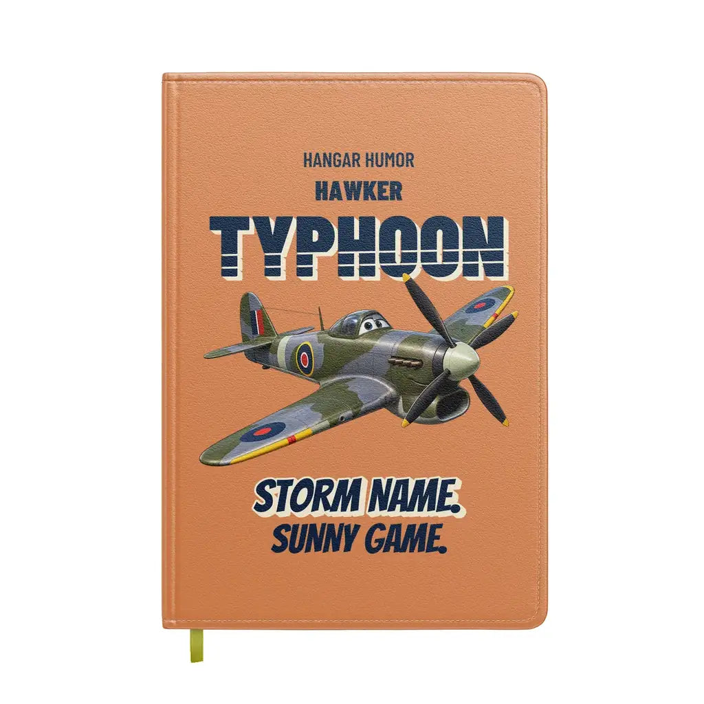 Hawker Typhoon Mk IB - Storm name. Sunny game. design on orange notebook
