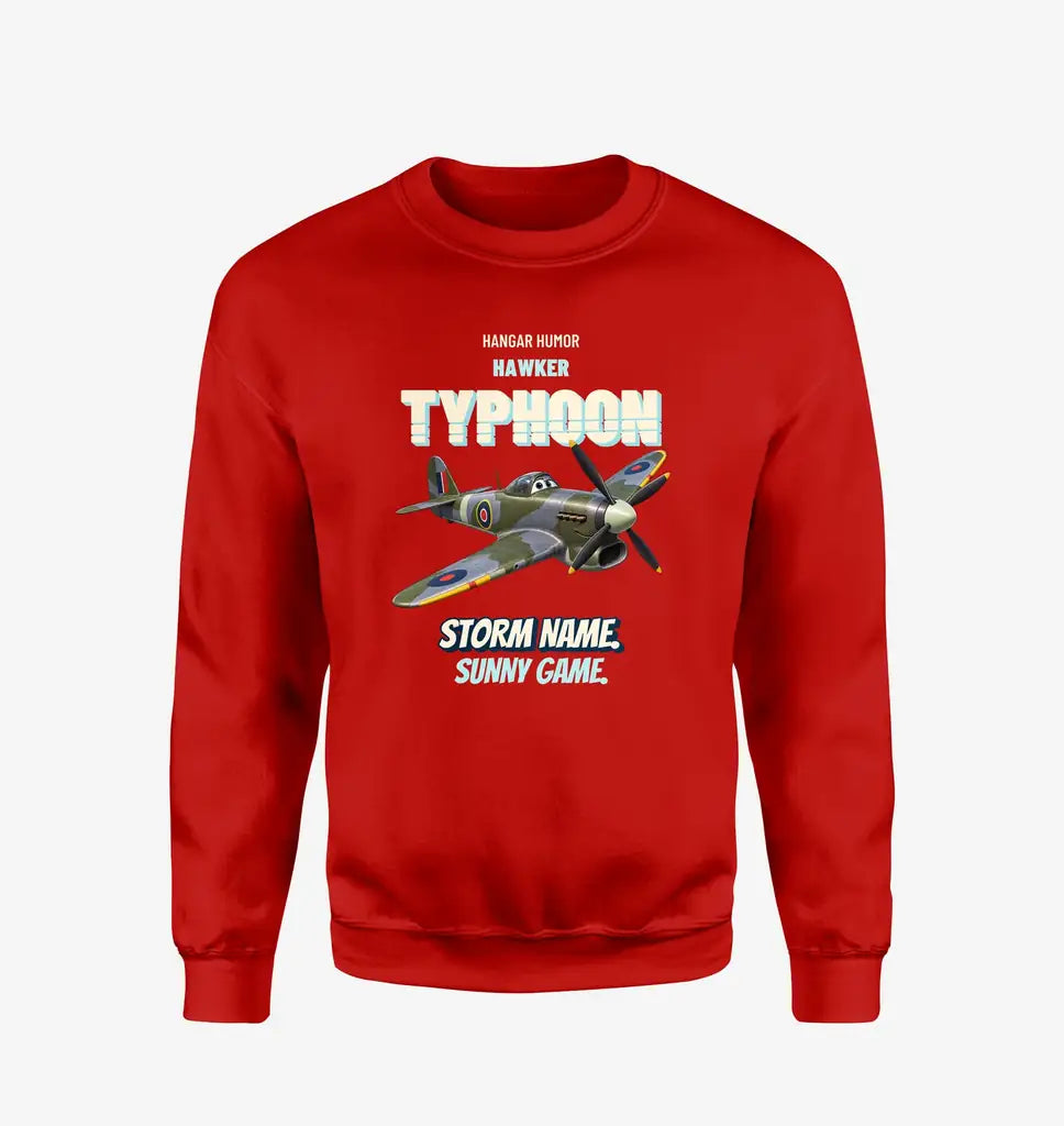 Hawker Typhoon Mk IB - Storm name. Sunny game. design on red sweatshirt