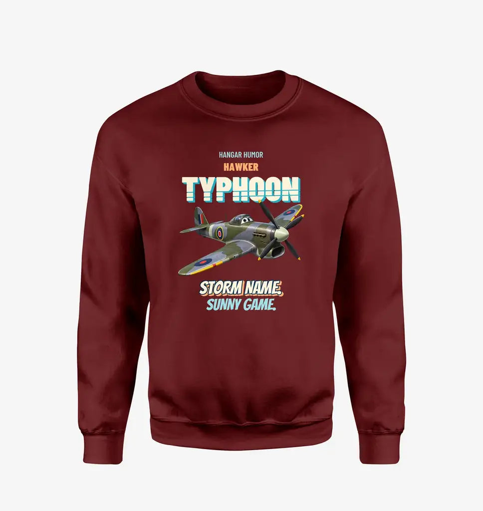 Hawker Typhoon Mk IB - Storm name. Sunny game. design on wine red sweatshirt