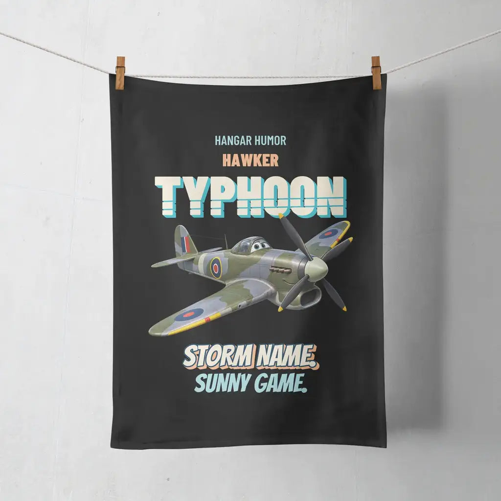 Hawker Typhoon Mk IB - Storm name. Sunny game. design on black towel