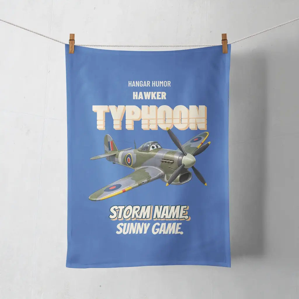 Hawker Typhoon Mk IB - Storm name. Sunny game. design on blue towel