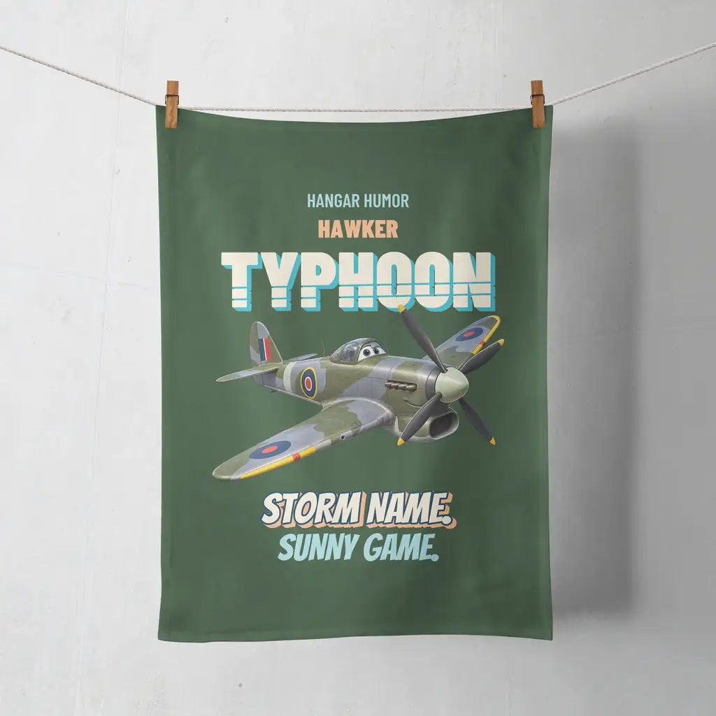 Hawker Typhoon Mk IB - Storm name. Sunny game. design on dark green towel