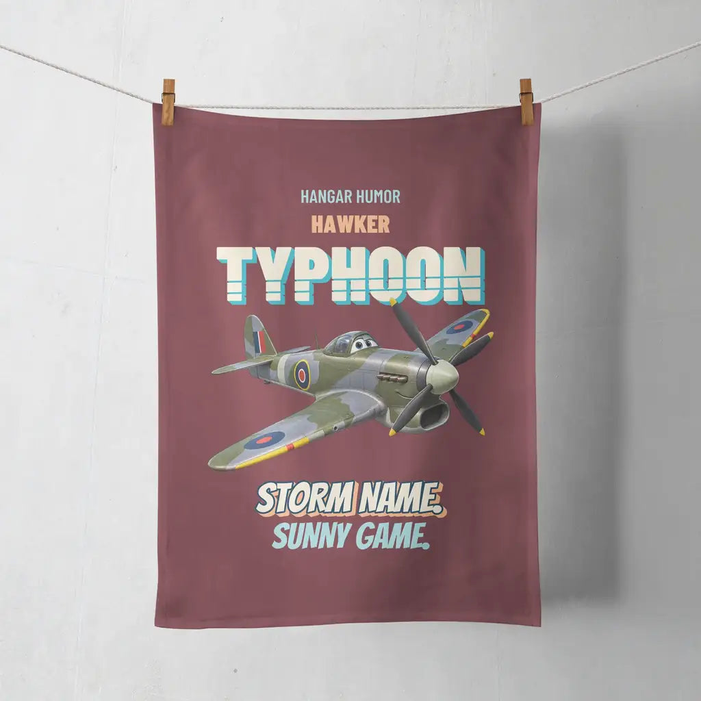 Hawker Typhoon Mk IB - Storm name. Sunny game. design on dark red towel