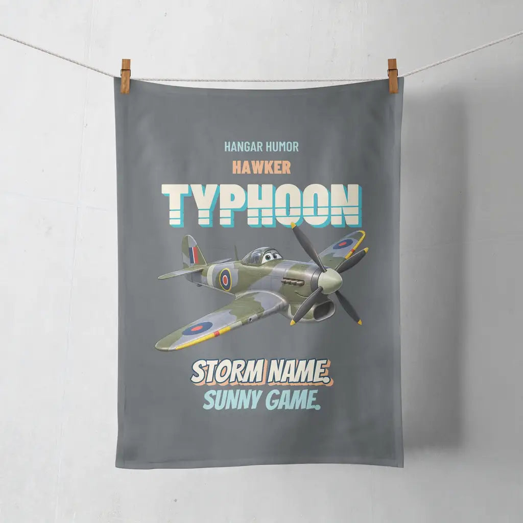 Hawker Typhoon Mk IB - Storm name. Sunny game. design on gray towel