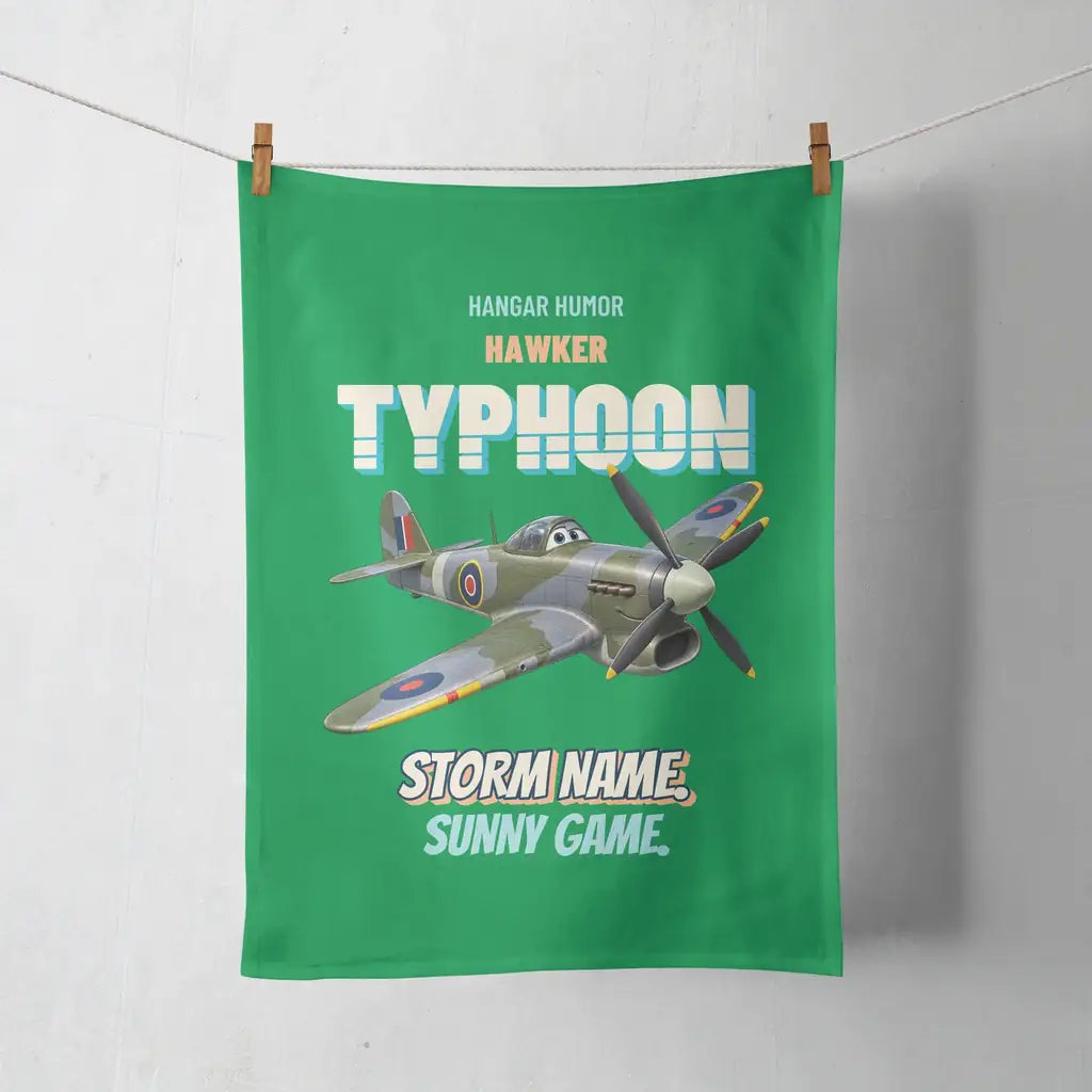 Hawker Typhoon Mk IB - Storm name. Sunny game. design on green towel