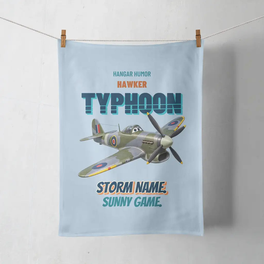 Hawker Typhoon Mk IB - Storm name. Sunny game. design on light blue towel
