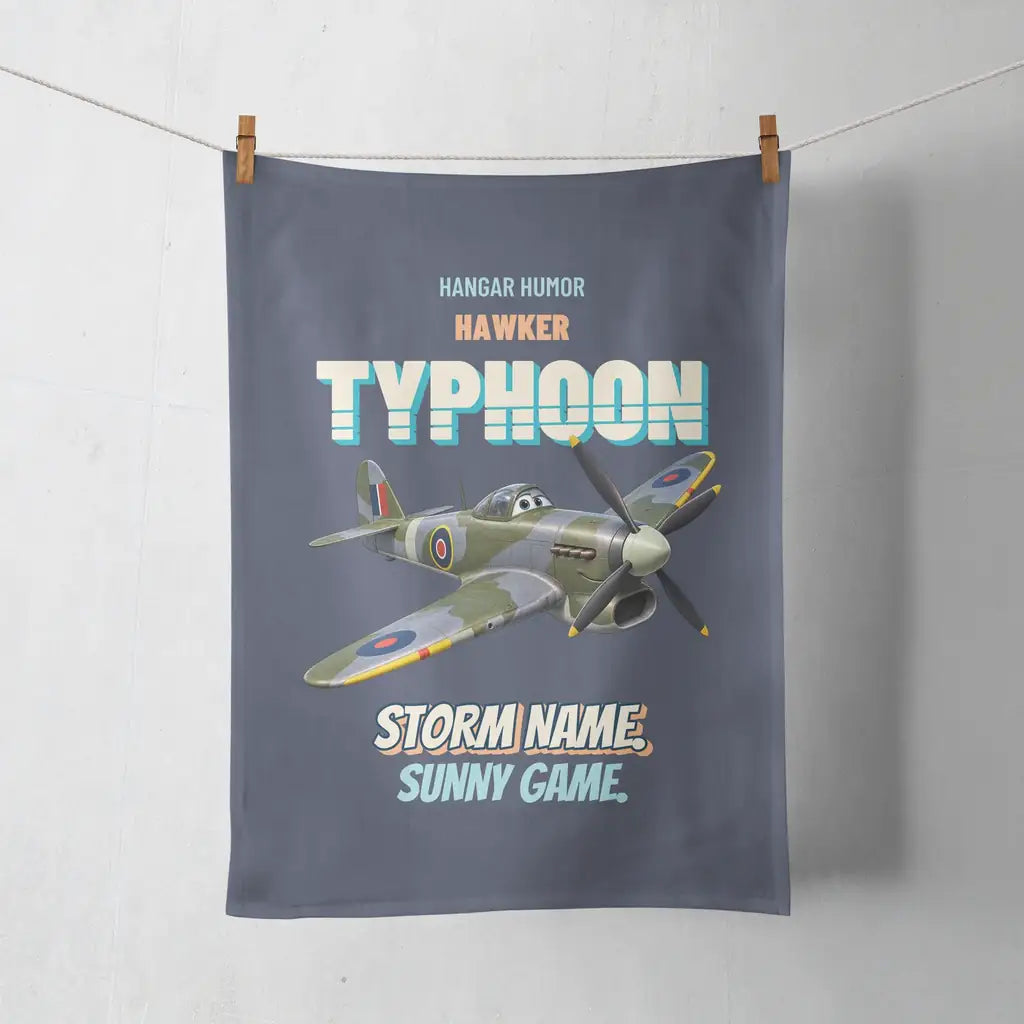 Hawker Typhoon Mk IB - Storm name. Sunny game. design on navy blue towel