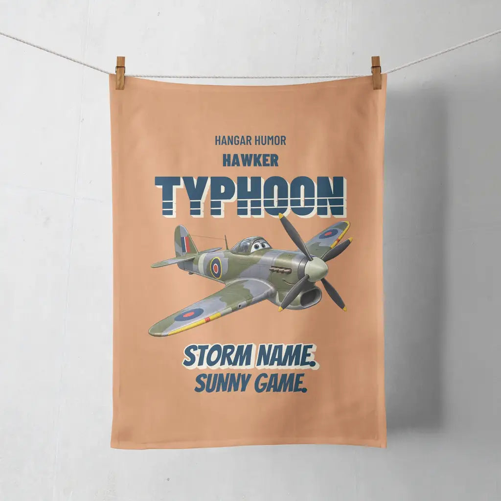 Hawker Typhoon Mk IB - Storm name. Sunny game. design on orange towel