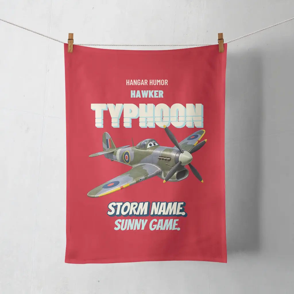 Hawker Typhoon Mk IB - Storm name. Sunny game. design on red towel