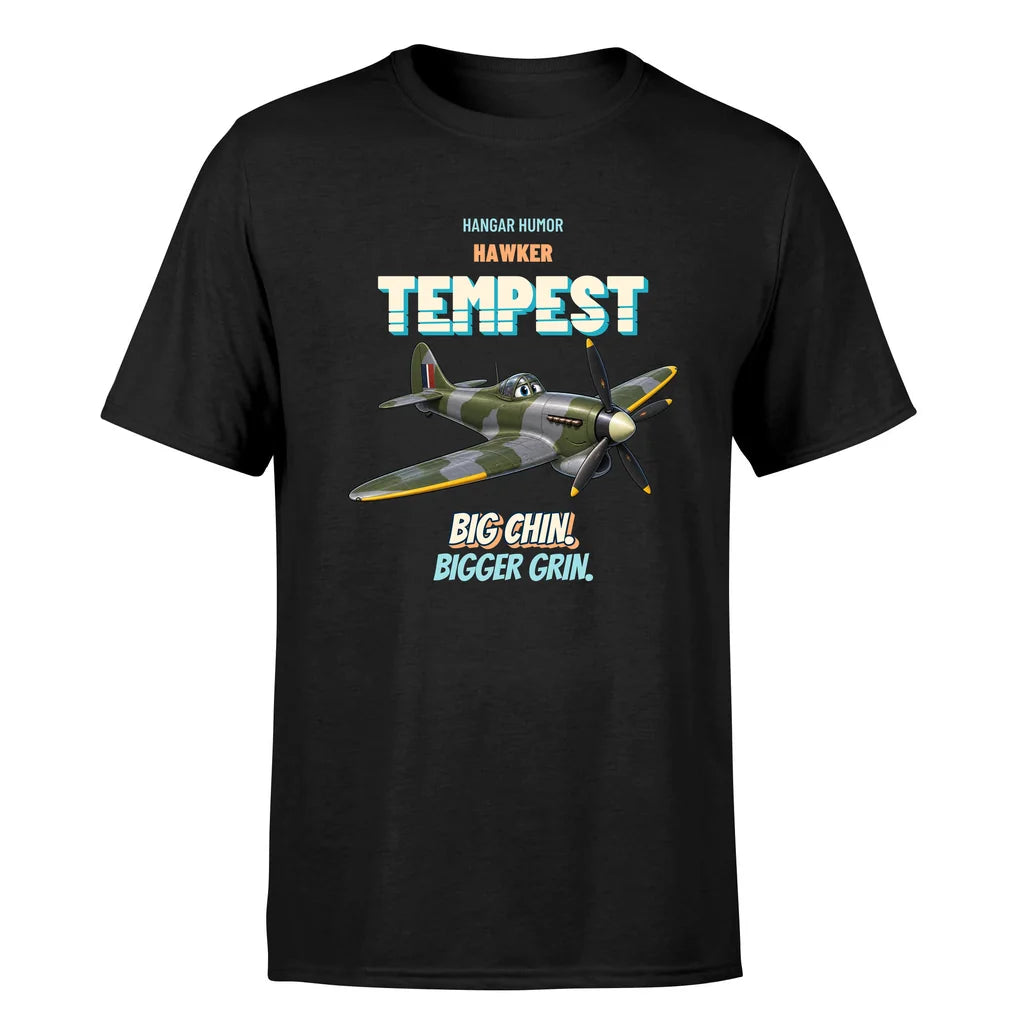 Hawker Tempest Mk V - Big chin. Bigger grin. - Premium T-Shirt design on black premium t shirt