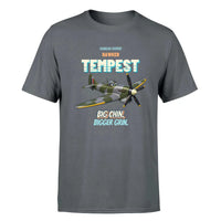 Thumbnail for Hawker Tempest Mk V - Big chin. Bigger grin. - Premium T-Shirt design on gray premium t shirt