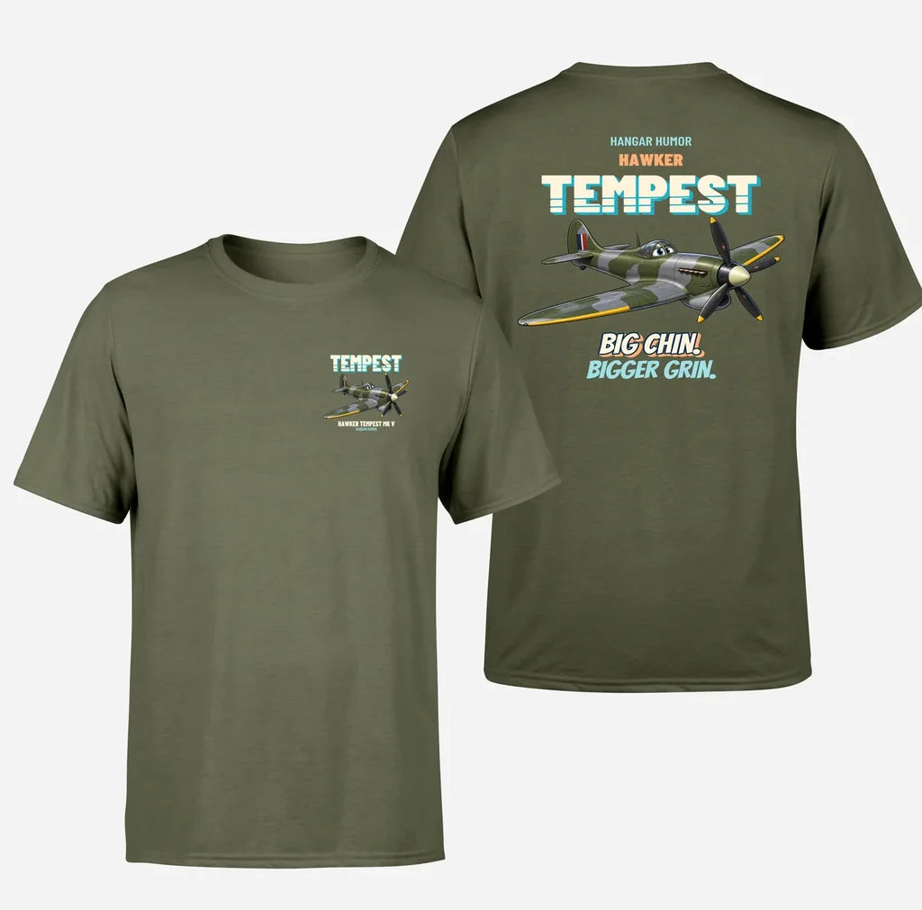 Hawker Tempest Mk V - Big chin. Bigger grin. - Double-Side T-Shirt design on greenarmy double side t shirt
