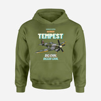 Thumbnail for Hawker Tempest Mk V - Big chin. Bigger grin. design on green army hoodie single side