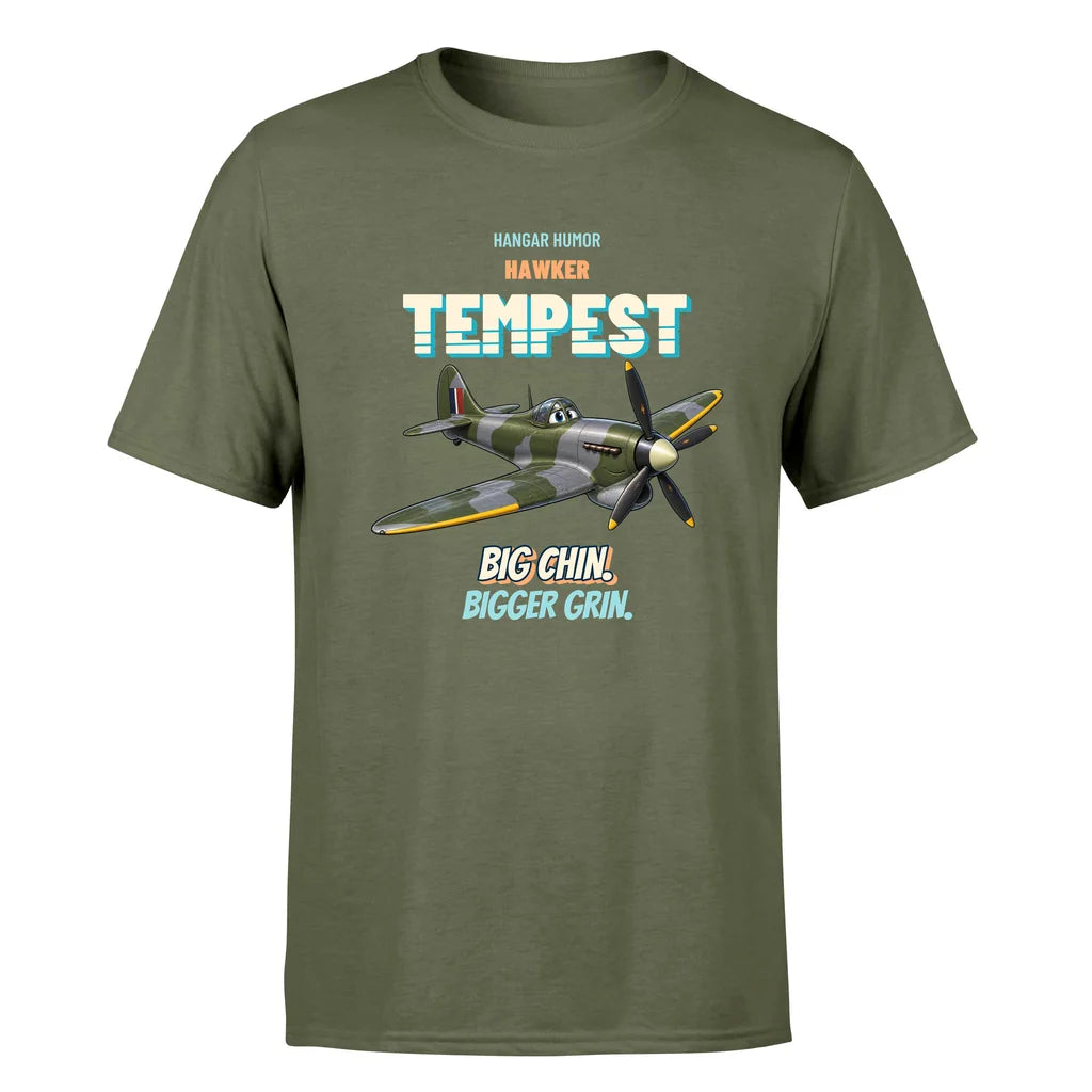 Hawker Tempest Mk V - Big chin. Bigger grin. - Premium T-Shirt design on greenarmy premium t shirt