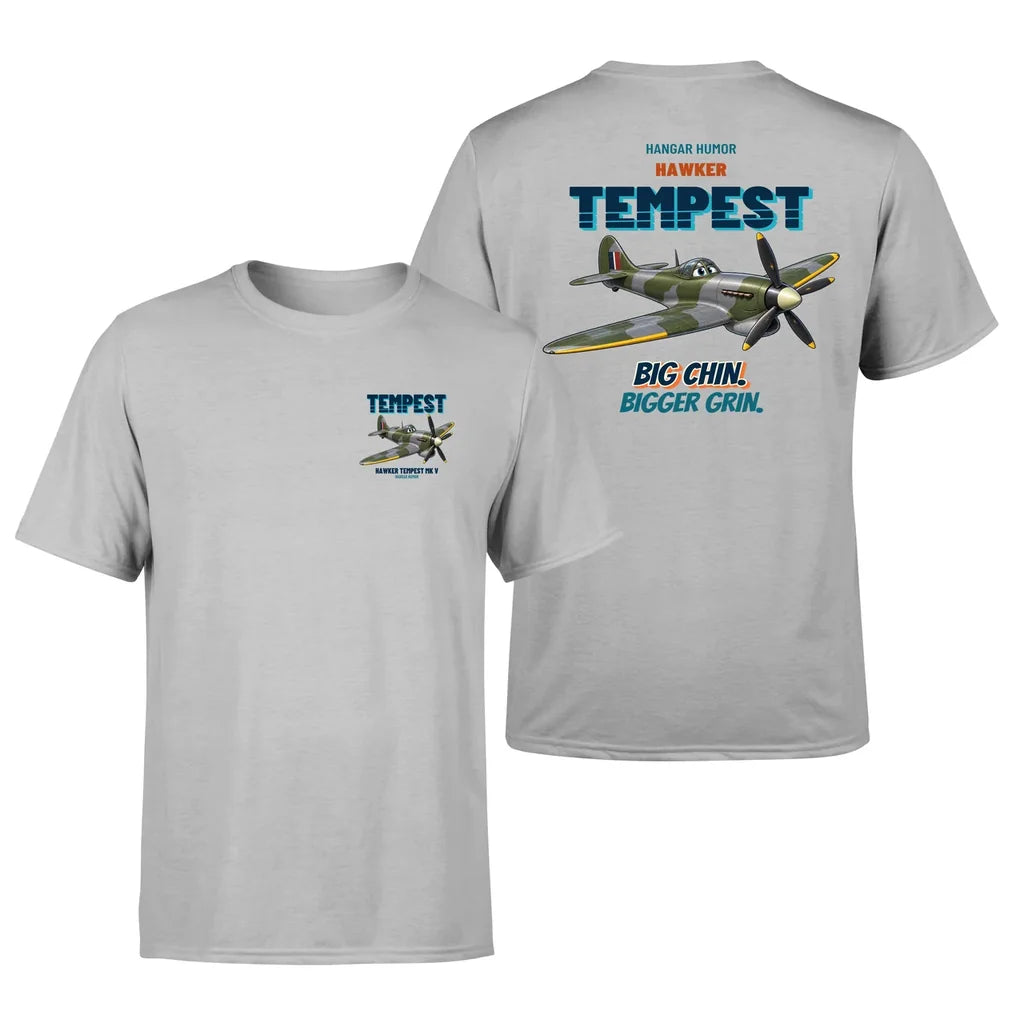 Hawker Tempest Mk V - Big chin. Bigger grin. - Double-Side T-Shirt design on lightgray double side t shirt