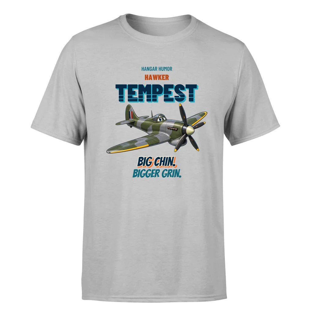 Hawker Tempest Mk V - Big chin. Bigger grin. - Premium T-Shirt design on lightgray premium t shirt