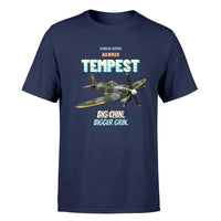 Thumbnail for Hawker Tempest Mk V - Big chin. Bigger grin. - Premium T-Shirt design on navyblue premium t shirt