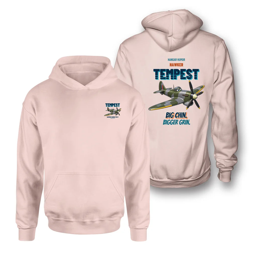 Hawker Tempest Mk V - Big chin. Bigger grin. - Double-Side Hoodie design on pink double side hoodie