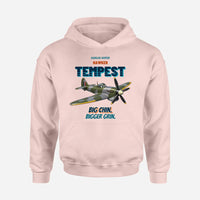 Thumbnail for Hawker Tempest Mk V - Big chin. Bigger grin. design on pink hoodie single side